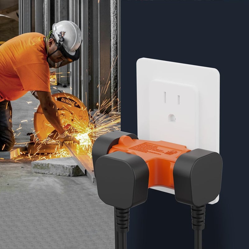 PLUGTUL 3 Way Plug Adapter, 3 Plug Wall Adapter, 3 Prong, Grounded, 15A, 1875W, Multiple Plug Expander for Home, Outdoor, ETL Listed, Orange, 3PACK - Image 5